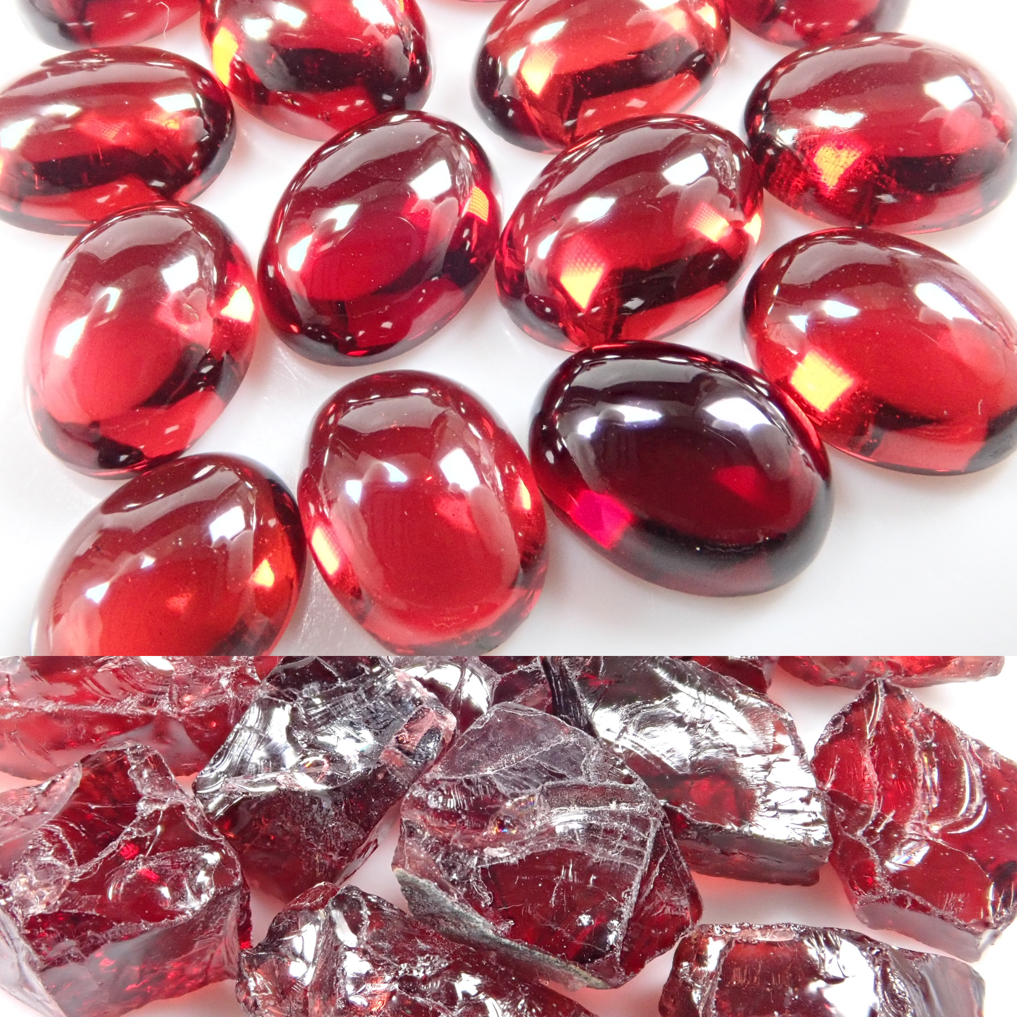 Limited to 12 sets: Mozambique almandine garnet 2 stones (rough stone + loose stone) set (January birthstone) Multiple purchase discounts available