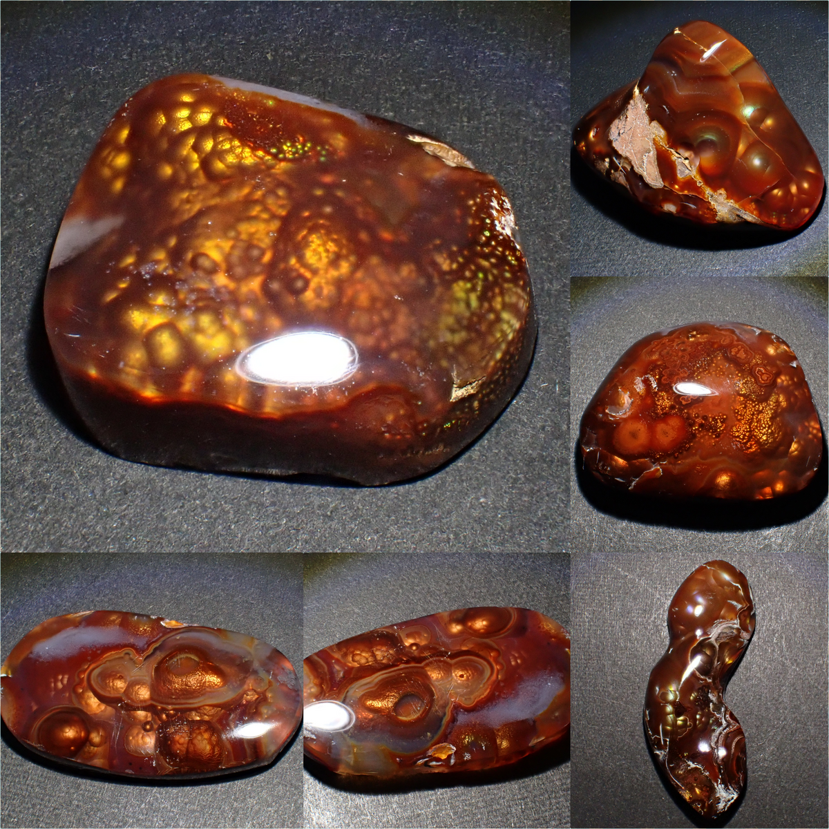 【11/2 22時販売】《限定6石》メキシコ産ファイアアゲート1石ルース（平均23ct）《複数購入割引有》