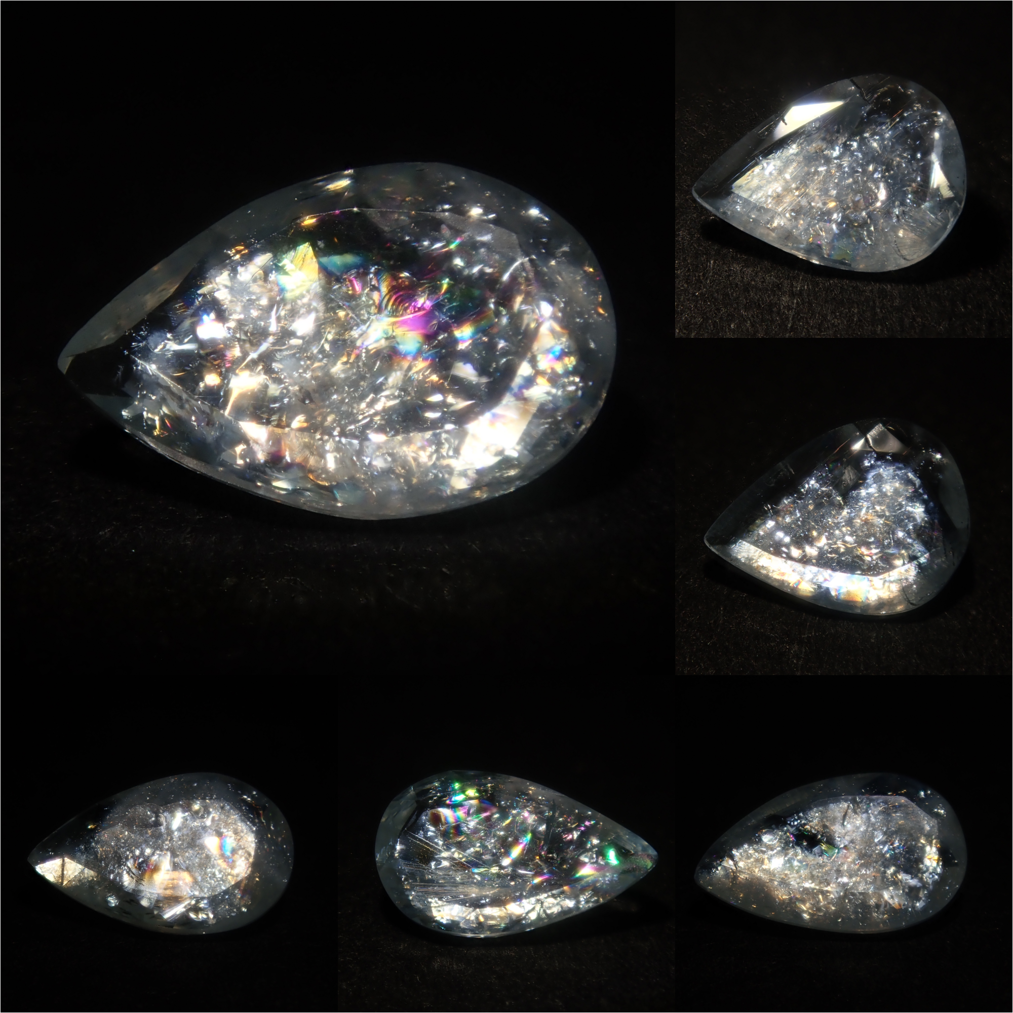 【8/23 22時販売】《限定8石》ブラジル産レインボーアクアマリン1石ルース（ペアシェイプ）《複数購入割引有》
