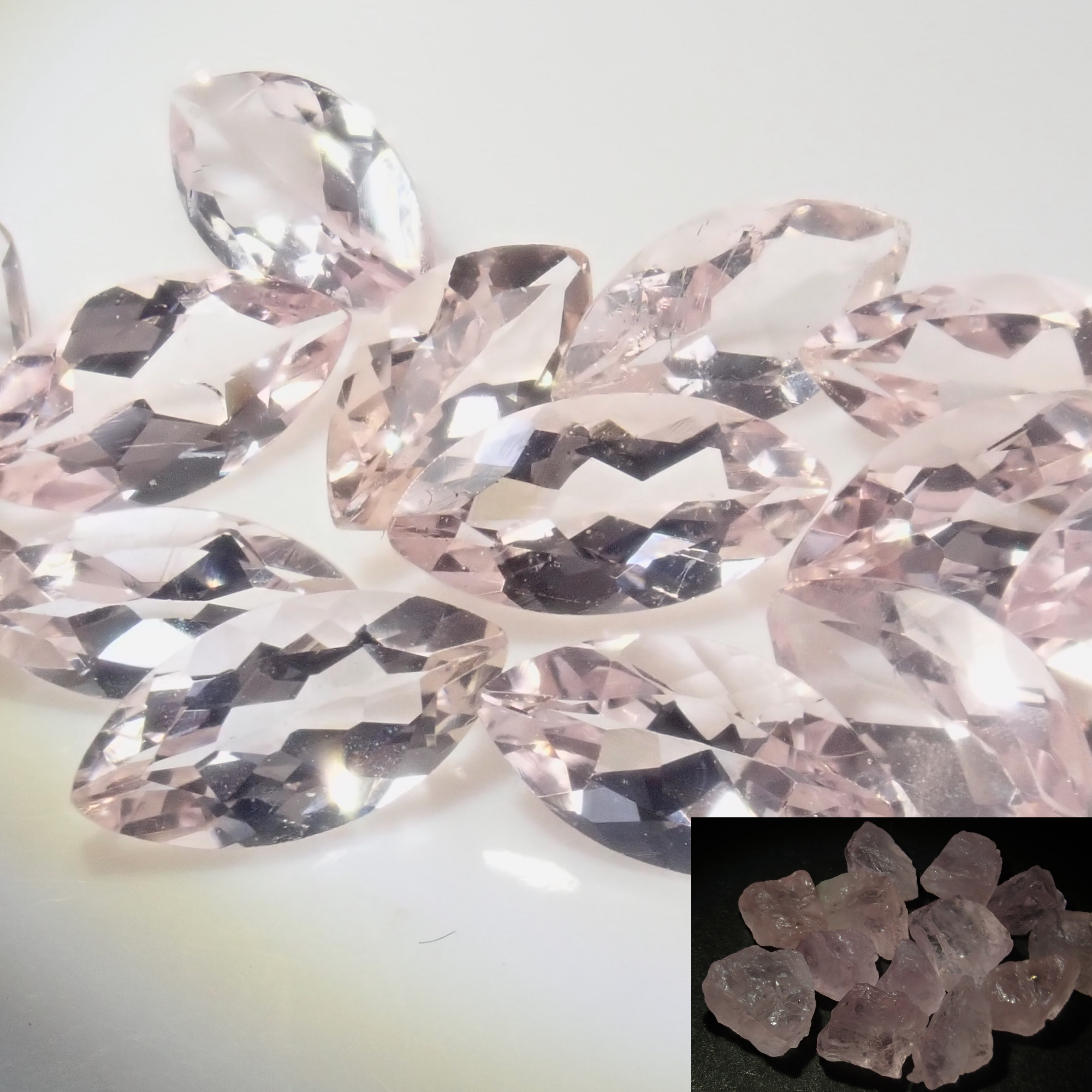 April birthstone Morganite rough stone and loose stone set of 2 (from Nigeria) {Multiple purchase discounts available} {For beginners}