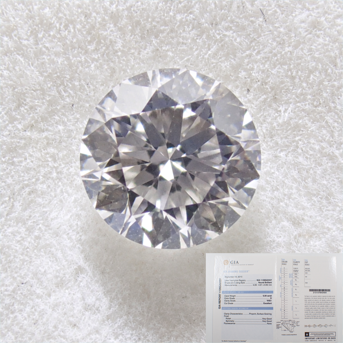 【10/24 22時販売】《限定1石》GIA鑑定書付きVVS／4.3mm／0.30ct／EXダイヤモンド1石ルース《複数購入割引有》