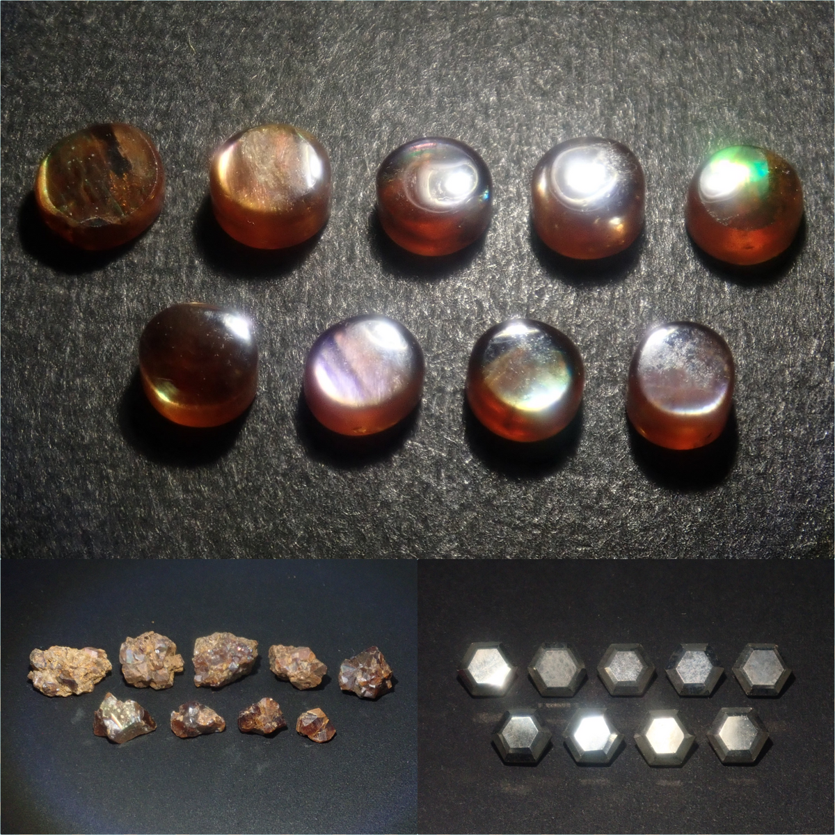 【9/19 22時販売】《限定9セット》奈良県天川村産レインボーガーネット原石・ルースセット（ヘキサゴナルのパイライト1石付き）《複数購入割引有》