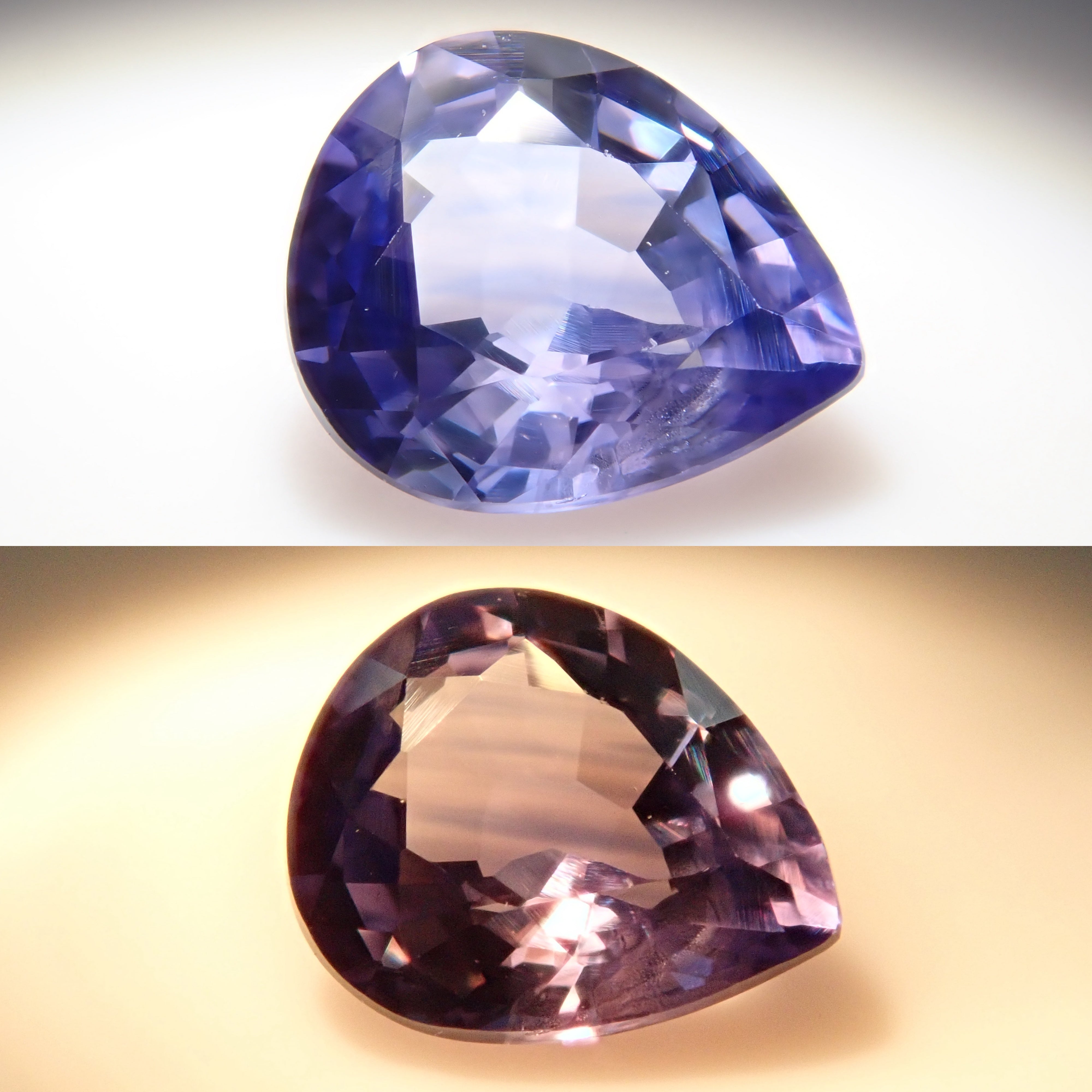 Color change sapphire 0.378ct loose