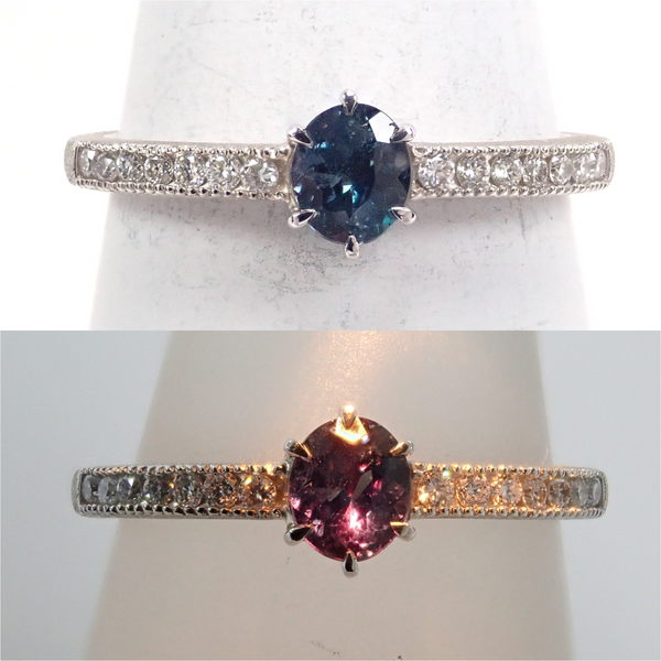 Pt950ブラジル産アレキサンドライト0.301ct・ダイヤモンドリング