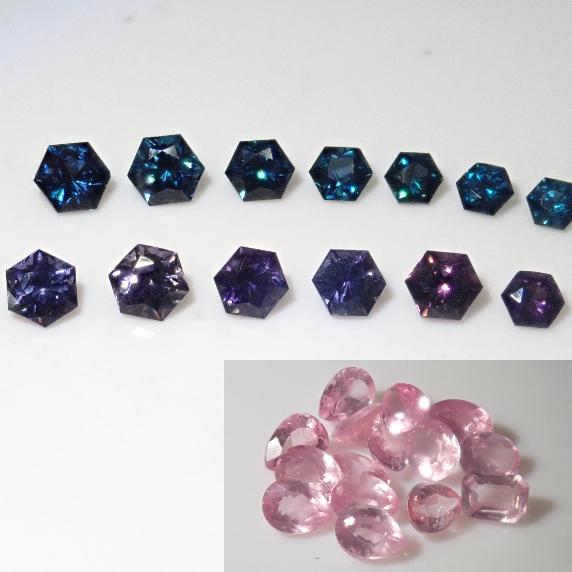 《Limited to 15 stones》 Sri Lankan spinel (hexagonal cut) + 2 silky pink spinel from Tanzania set《Multiple purchase discount available》