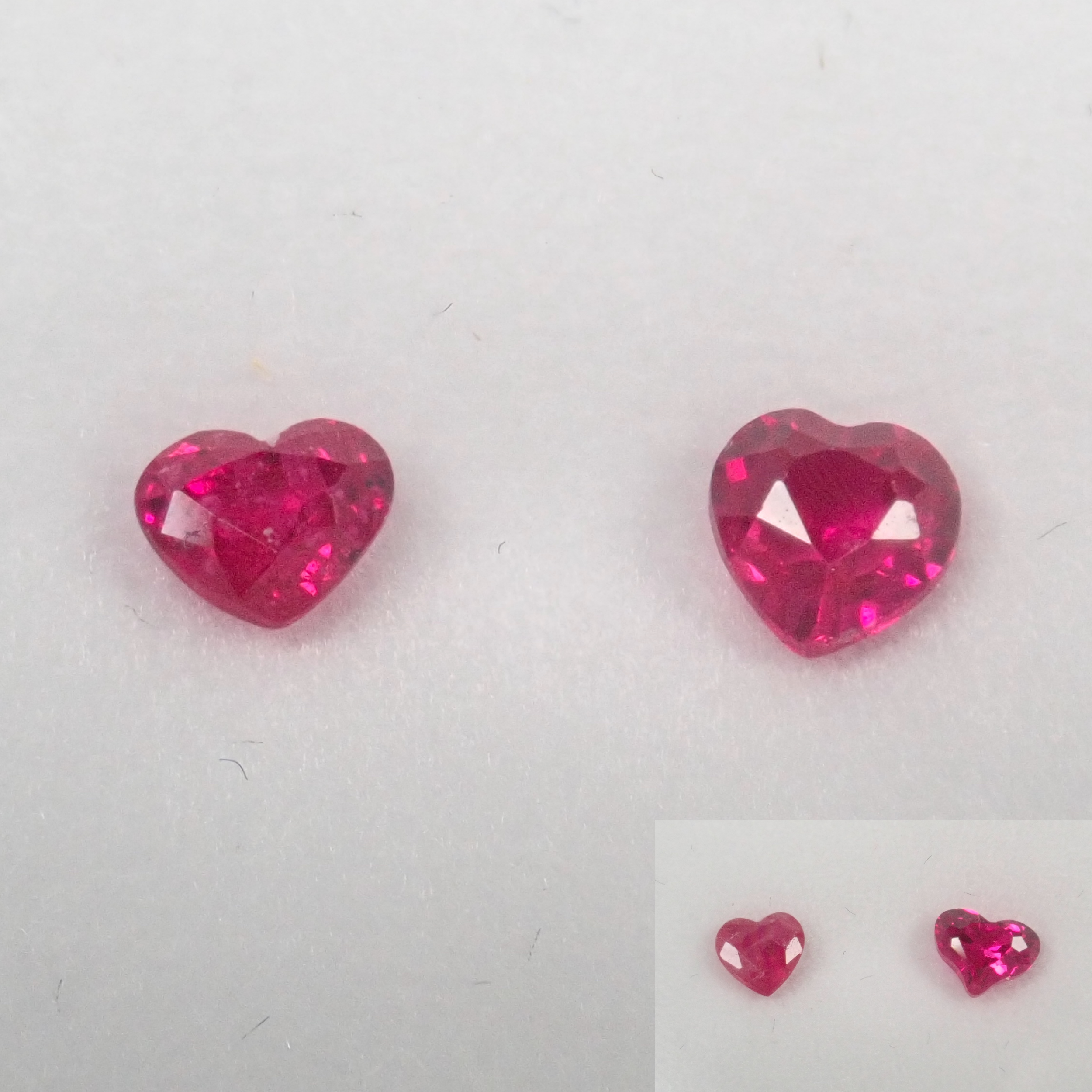 Limited to 5 sets: Natural ruby ​​&amp; synthetic ruby ​​2 stone set (heart shape, with sortine) Multiple purchase discounts available