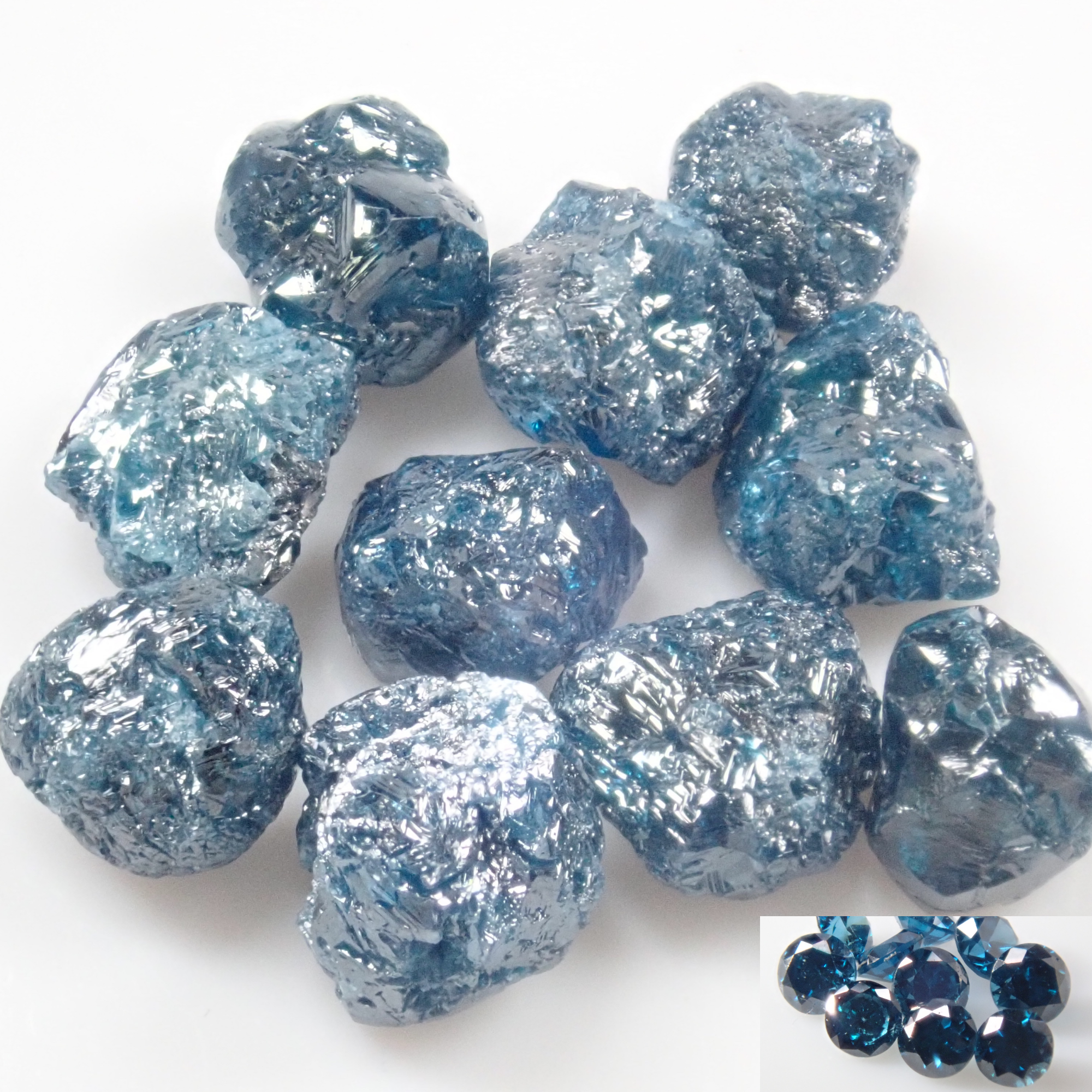 Limited to 10 stones: Blue diamond rough and loose stone set of 2 (treated) Multiple purchase discount