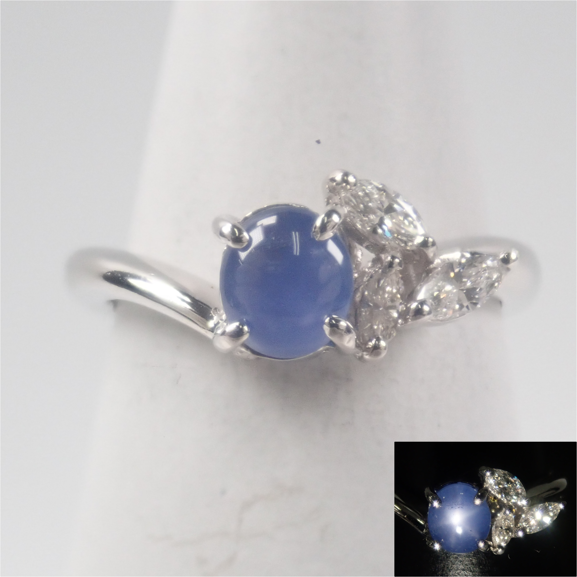 【8/25 22時販売】【カラフリ】Pt900 スターサファイア 0.744ct・ダイヤモンド0.167ctリング 鑑別書