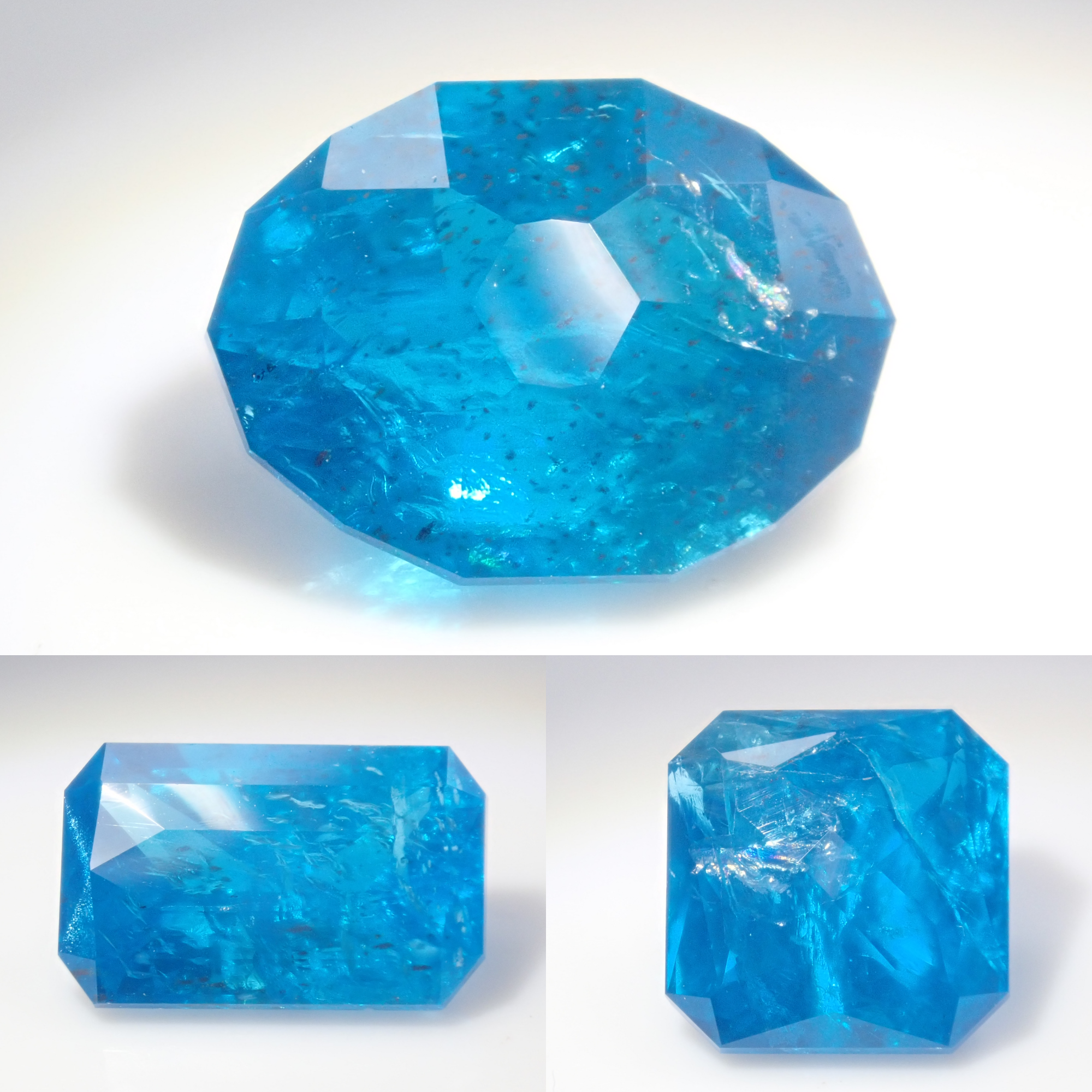 [On sale at 22:00 on 3/16] {Limited to 3 stones} 1 loose neon blue apatite stone from Madagascar (Sangé cut) {Multiple purchase discounts available}