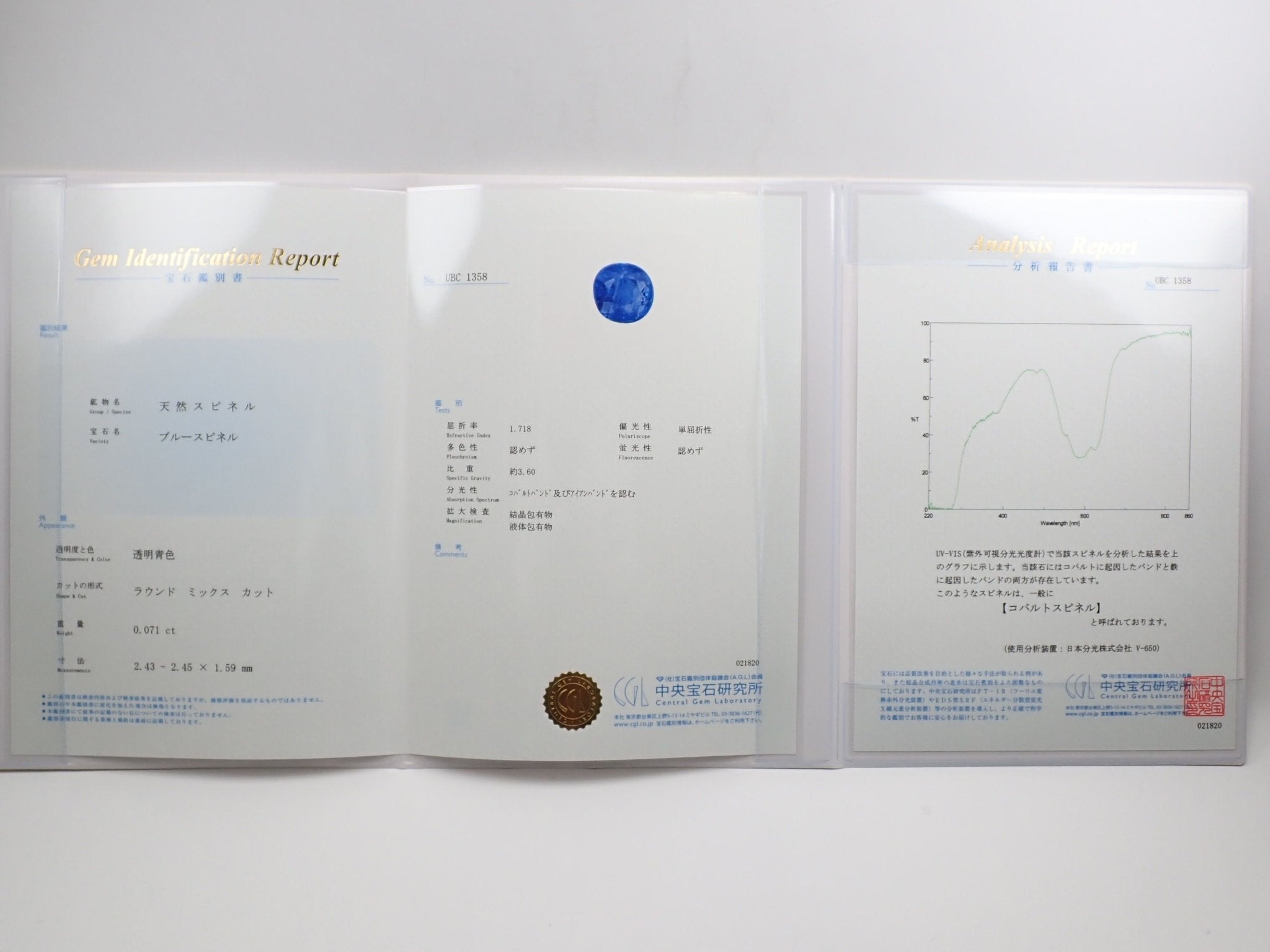 コバルトスピネル 0.071ctルース 中宝分析報告書付 - KARATZ STORE｜カラッツSTORE