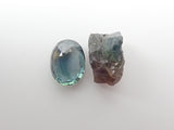 Green sapphire loose 1.513ct, raw stone 2.899ct
