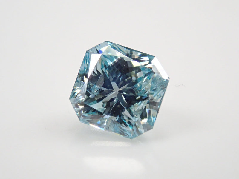 アイスブルーダイヤモンド 1.021ctルース(FANCY INTENSE BLUE GREEN, I1,ラディアントカット)