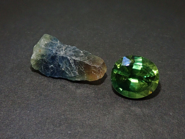 Green sapphire rough/loose set 3.119ct