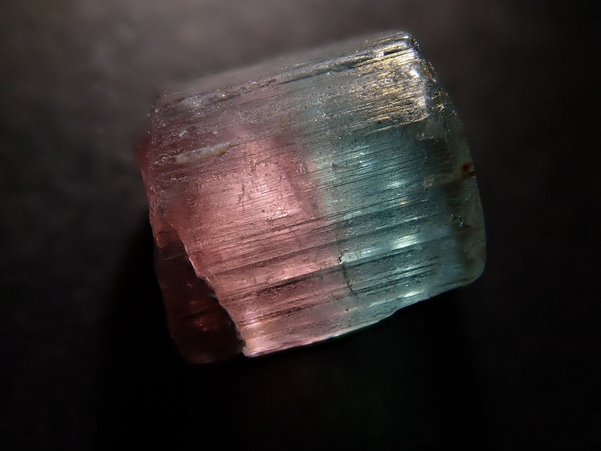 Bicolor tourmaline 2.432ct rough stone