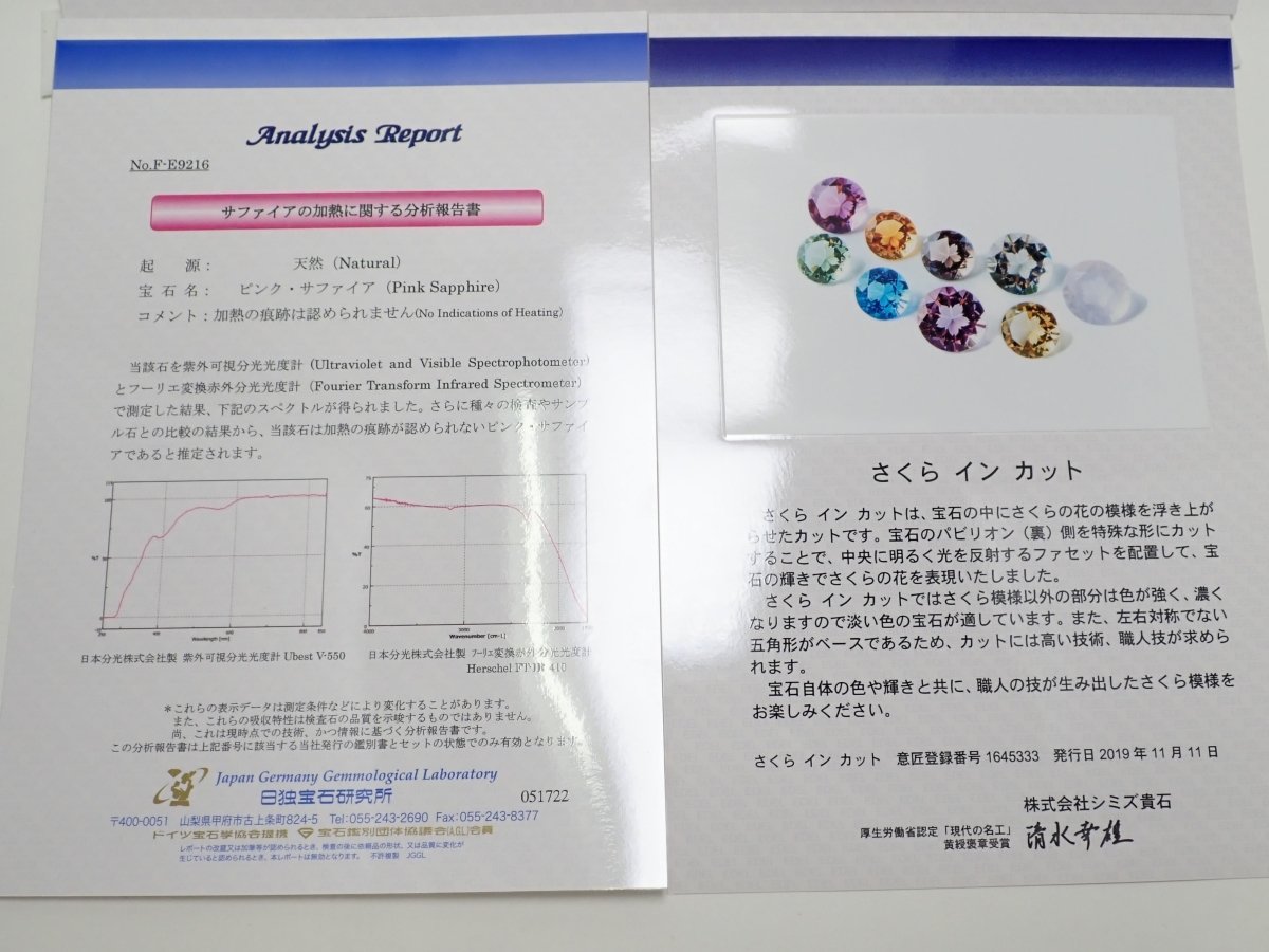 さくらインカット】非加熱ピンクサファイア 2.442ctルース《コラボ》日独鑑