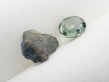 Green sapphire loose 1.517ct, raw stone 2.111ct set