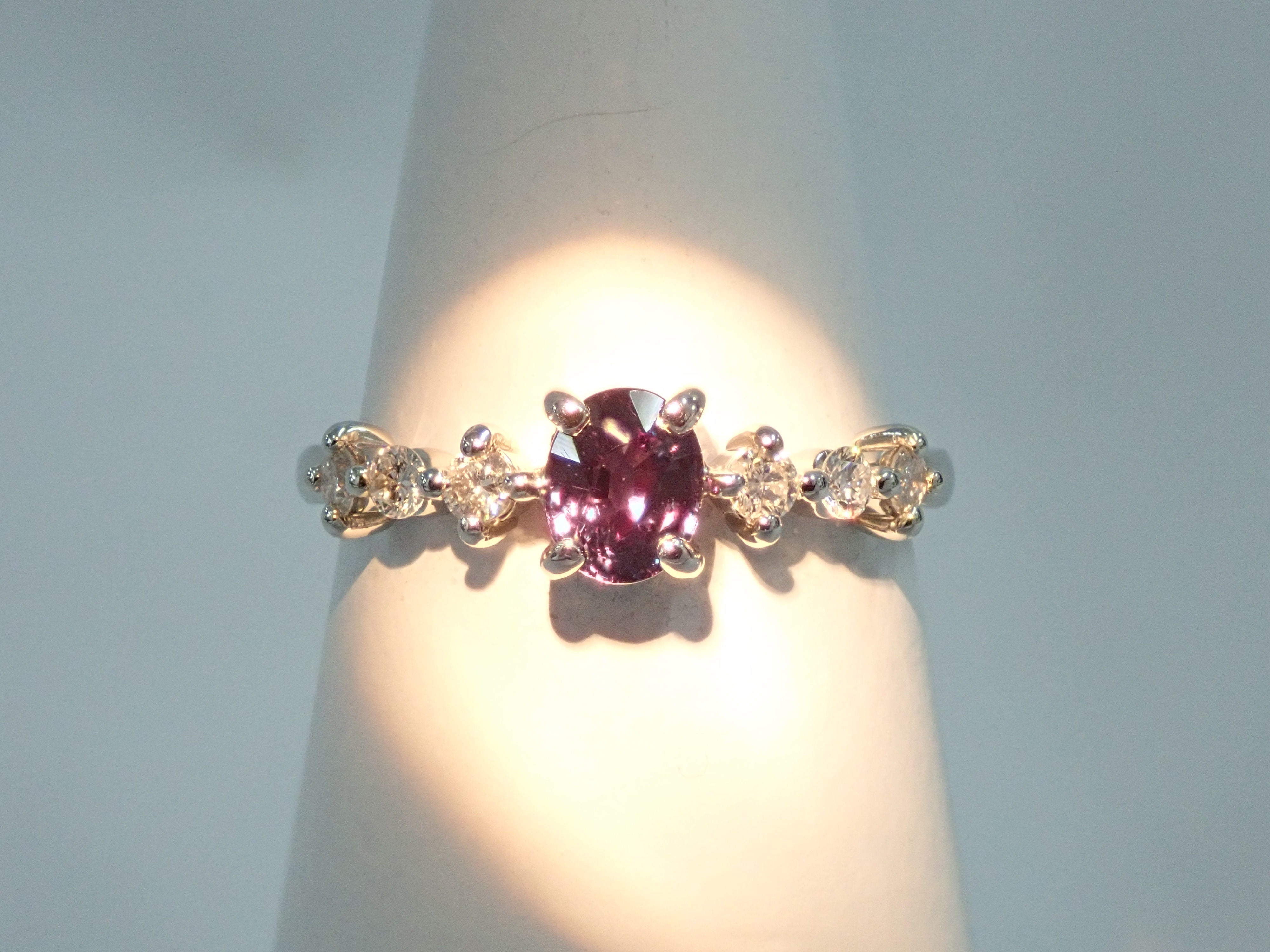 Pt950 color change garnet 0.523ct ring