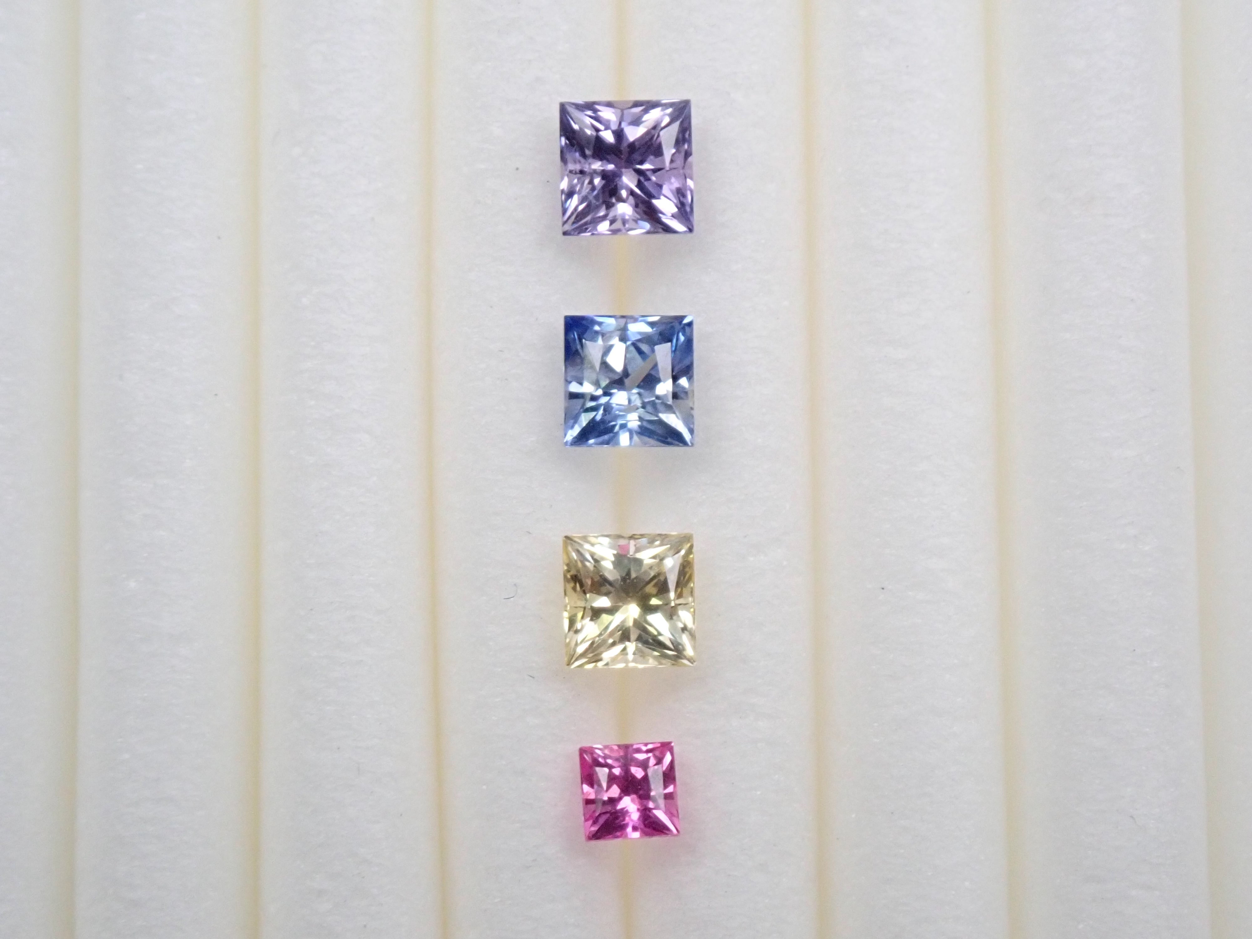 Sapphire 0.790ct 4 stones loose (princess cut)