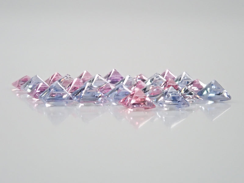 斯里蘭卡拉特納普勒冰藍色藍寶石&amp;粉紅色藍寶石2石套裝（2.5毫米，公主方形切割）《多買有優惠》
