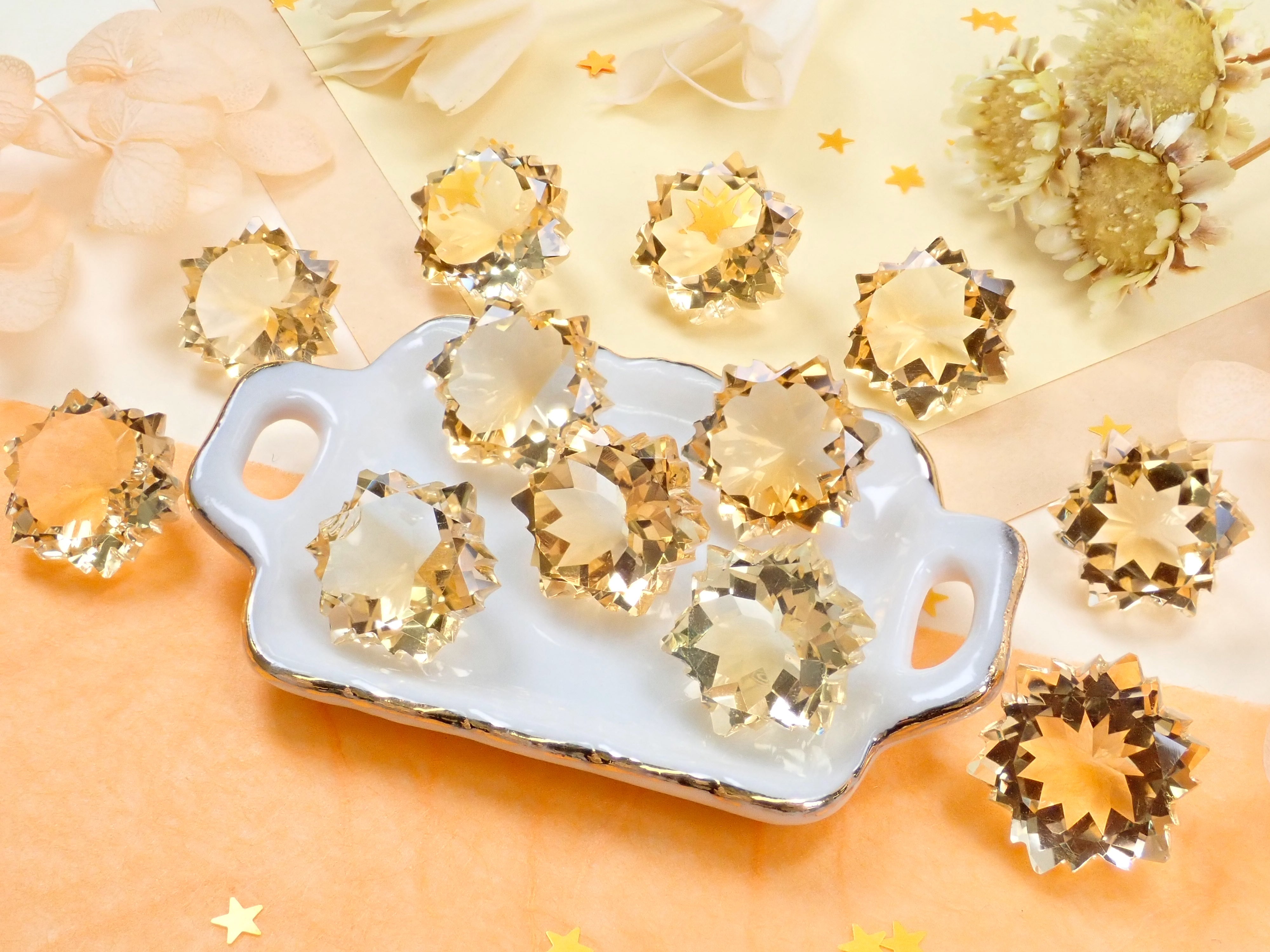 1 stone citrine (snowflake cut, 13mm)