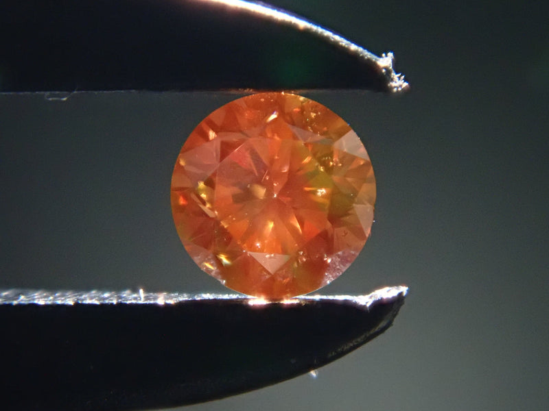 オレンジピンクダイヤモンド (トリートメント)2mm 0.101ctルース（バイカラー蛍光3石セット,VSクラス相当）