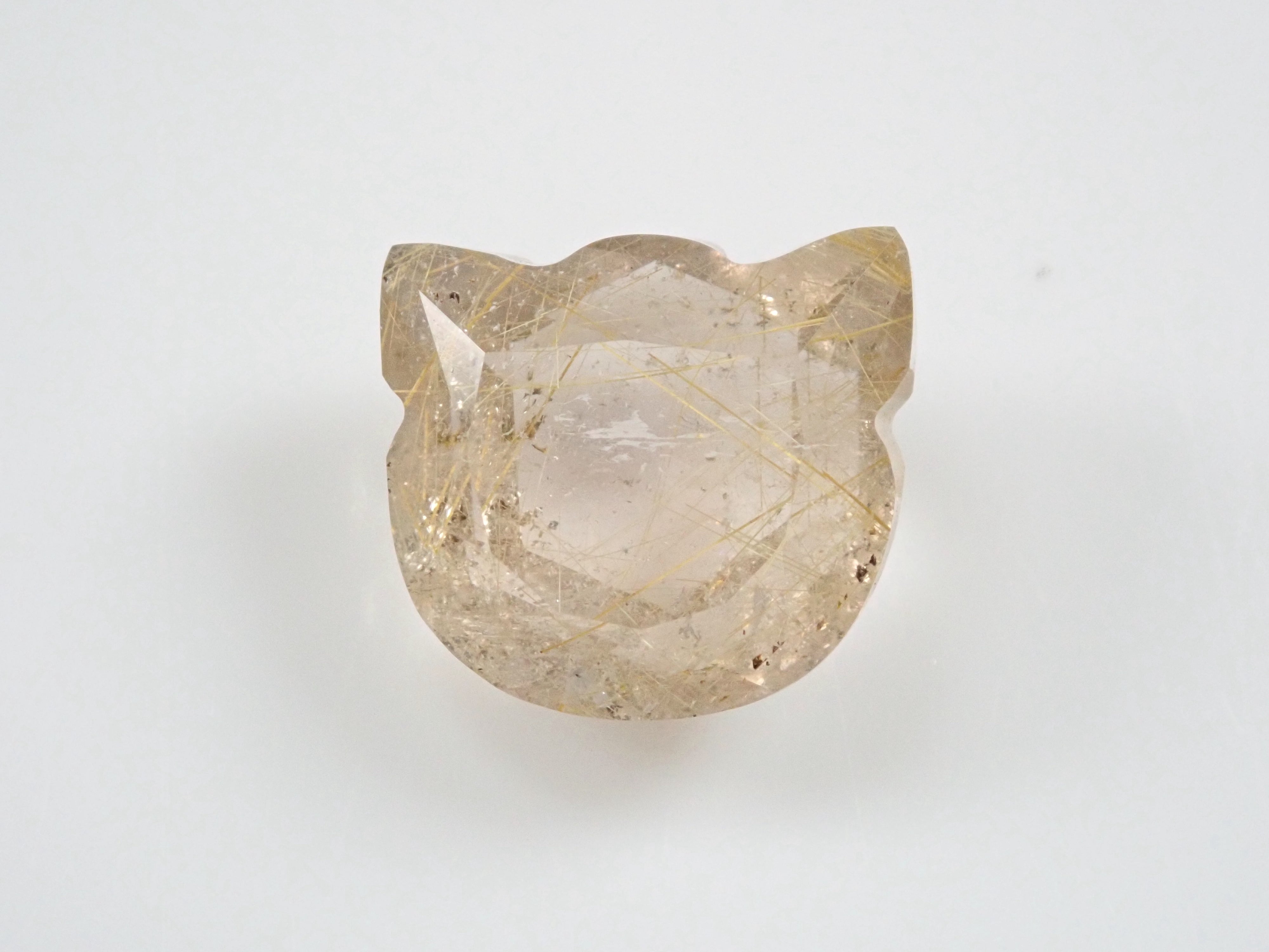 [Cat Cut] Rutilated Quartz (Rutilated Quartz) 10mm/4.070ct Loose