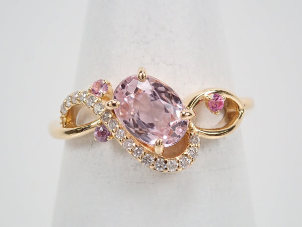 K18クンツァイト1.19ct・ピンクサファイアリング