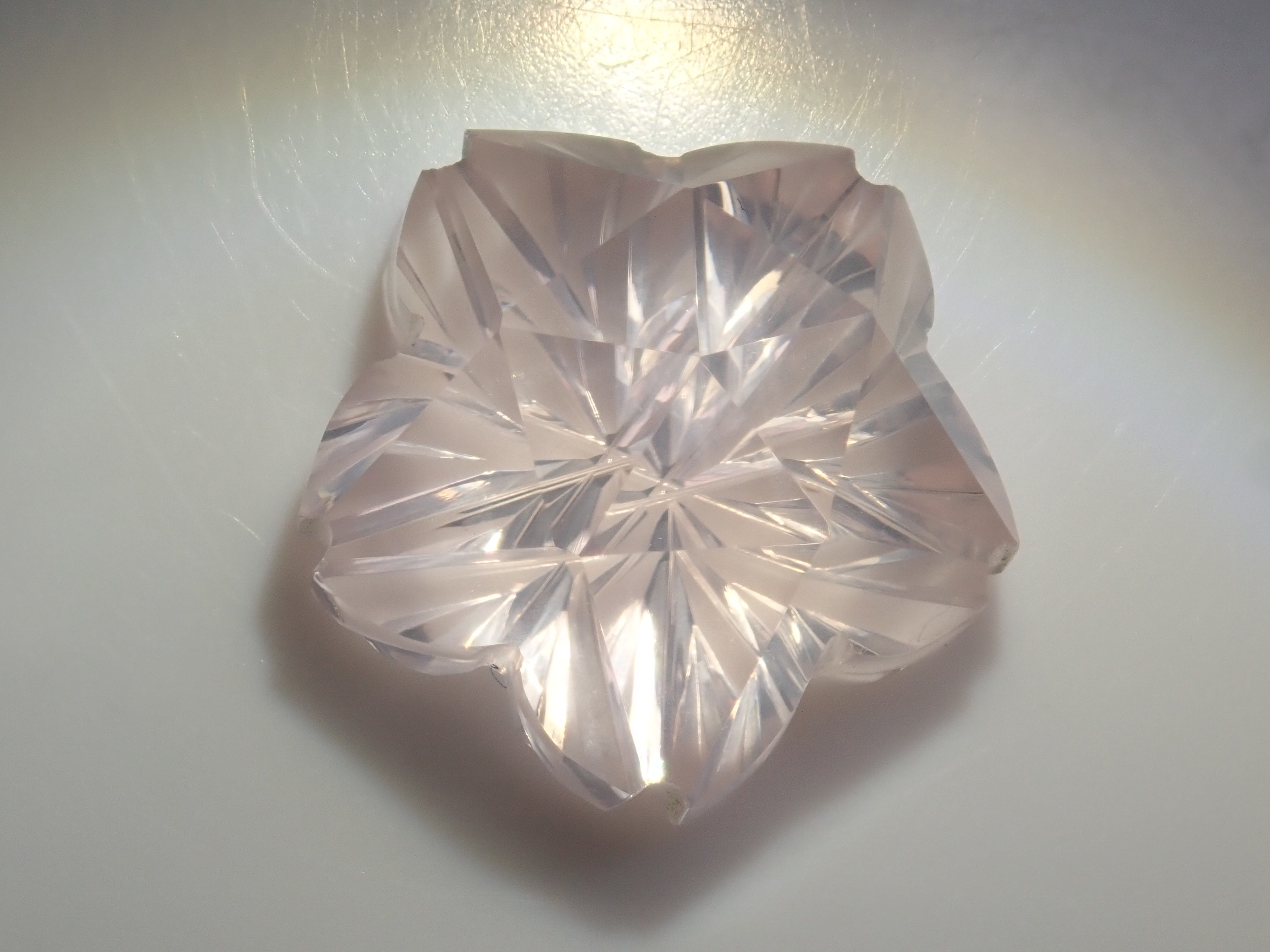 【甲州貴石切子】ローズクォーツ 5.482ct《コラボ》ルース ワッペン付《桜切子》