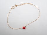 K18 blood red coral 0.34ct/emerald bracelet