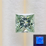 Mint green diamond (treatment) 3mm/0.158ct loose (VS class equivalent, princess cut)
