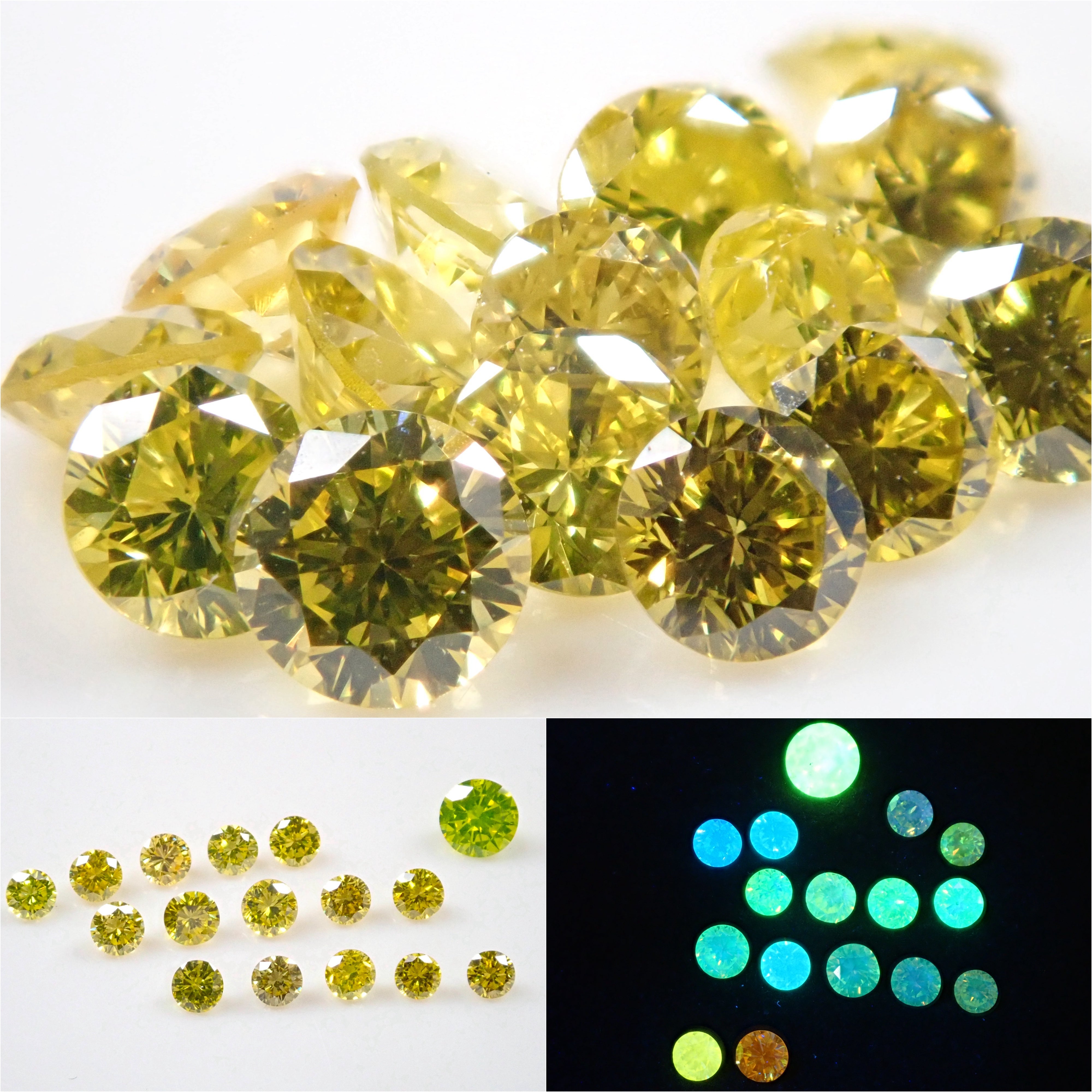 Gem Gacha "April Birthstone"💎 Fluorescent Diamond (VS-SI class equivalent, treated, 3.75mm apple green color included) 1 stone {Multiple purchase discount available}