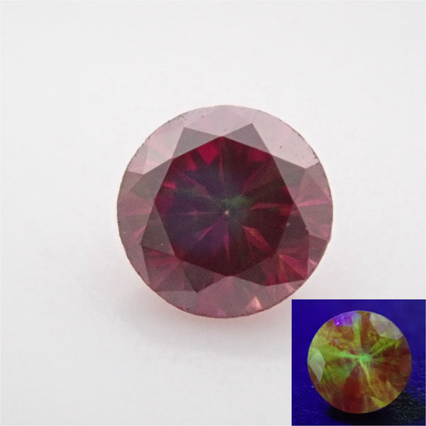 ファンシーレディッシュブラウンダイヤモンド (トリートメント) 2.5mm/0.063ctルース(FANCY REDDISH BROWN, SI1,バイカラー蛍光)