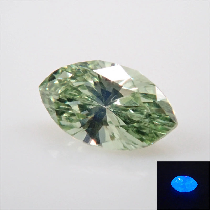 Mint green diamond (treatment) 0.097ct loose (VS class equivalent, marquise cut)