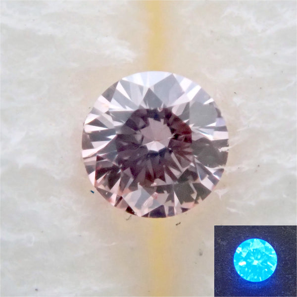 ファンシーライトオレンジピンクダイヤモンド 2.0mm/0.032ctルース(FANCY LIGHT ORANGY PINK, SI-1)