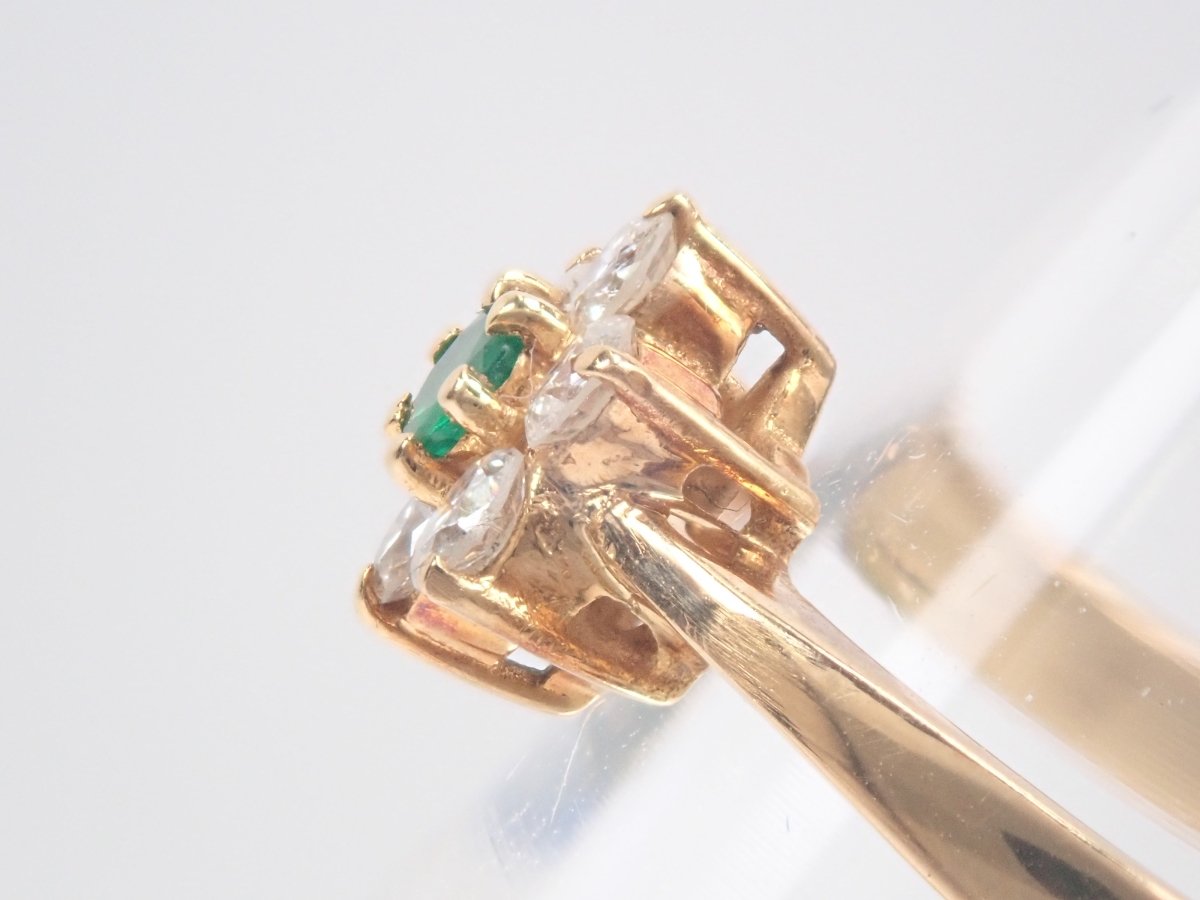 【カラフリ】K18エメラルド0.06ct・ダイヤモンドリング - カラッツSTORE