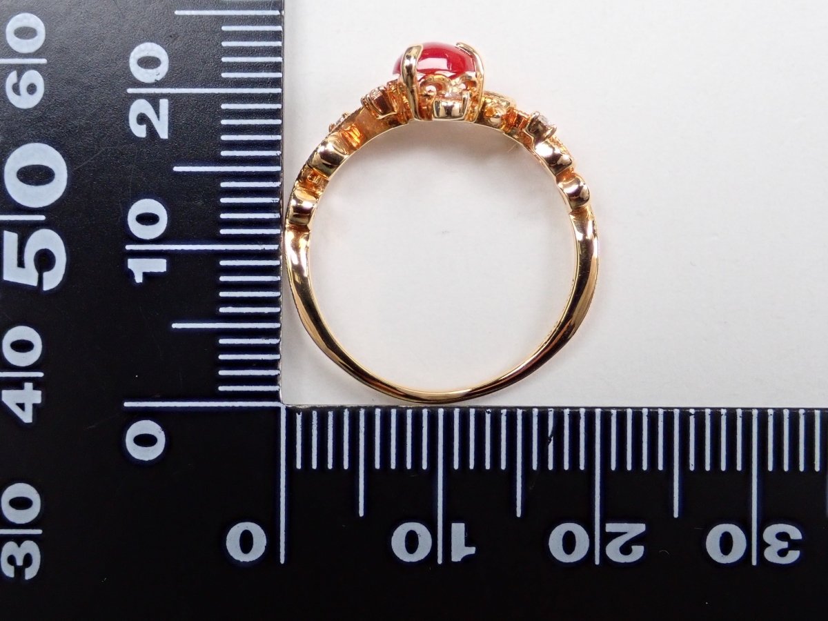 K18血赤珊瑚0.33ct リング - カラッツSTORE