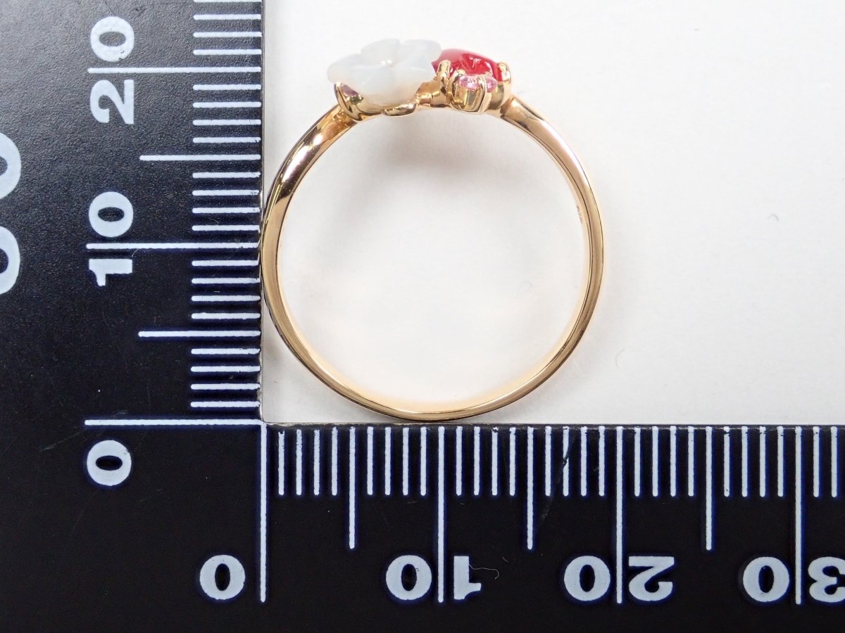 K18血赤珊瑚0.37ct リング - カラッツSTORE