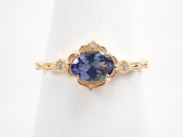 K18バイカラータンザナイト0.84ct ダイヤモンドリング