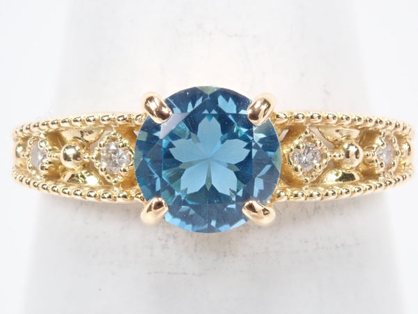 Ｋ18トパーズリング K18スイスブルートパーズ0.87ct リング