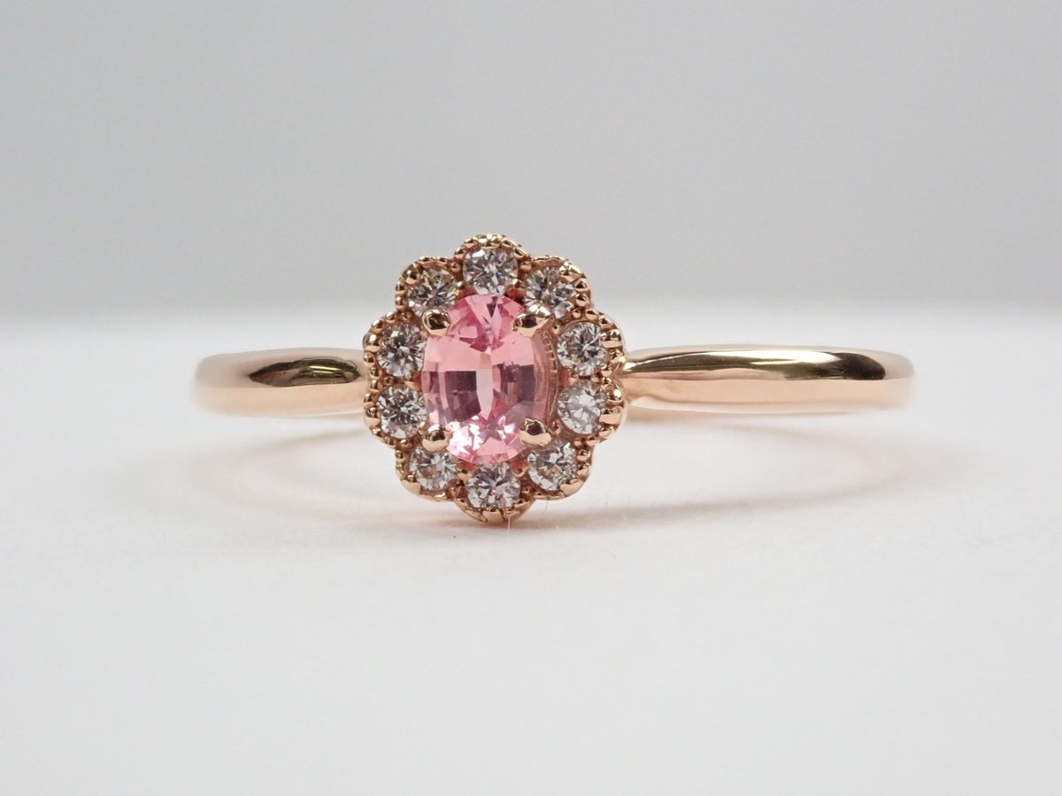 K18PGパパラチアサファイア0.189ct リング DGL付