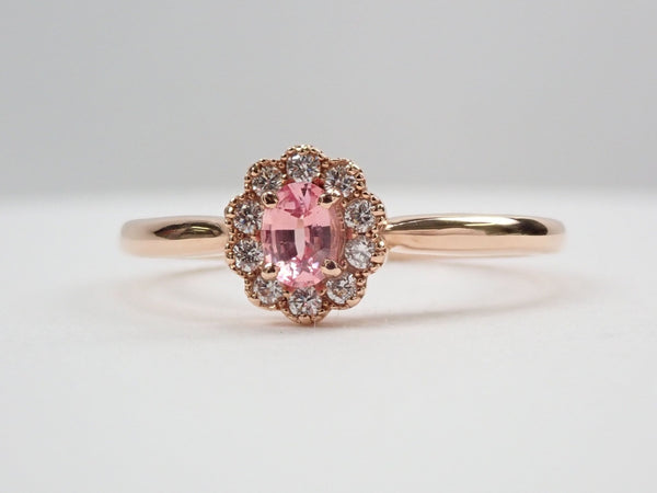 K18PGパパラチアサファイア0.189ct リング DGL付