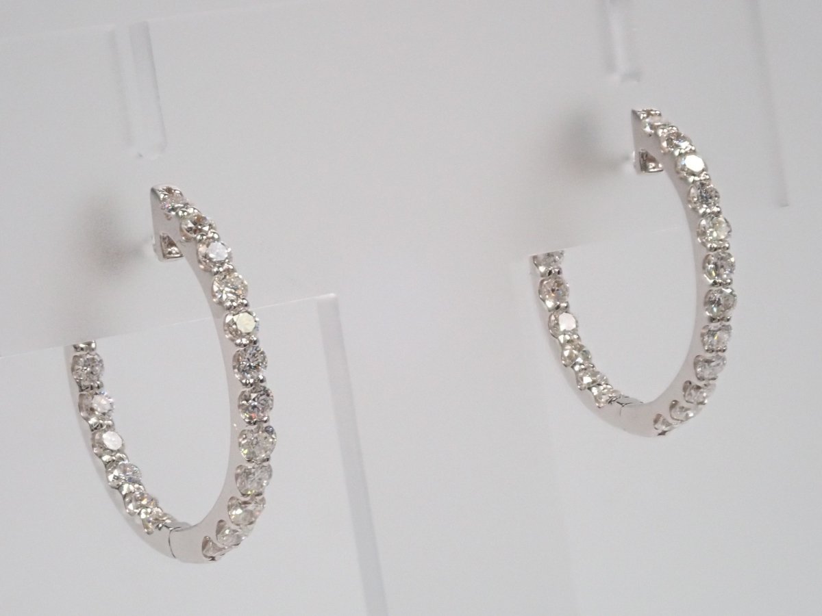 K18WGダイヤモンド0.35ct 0.35ct フープピアス - カラッツSTORE