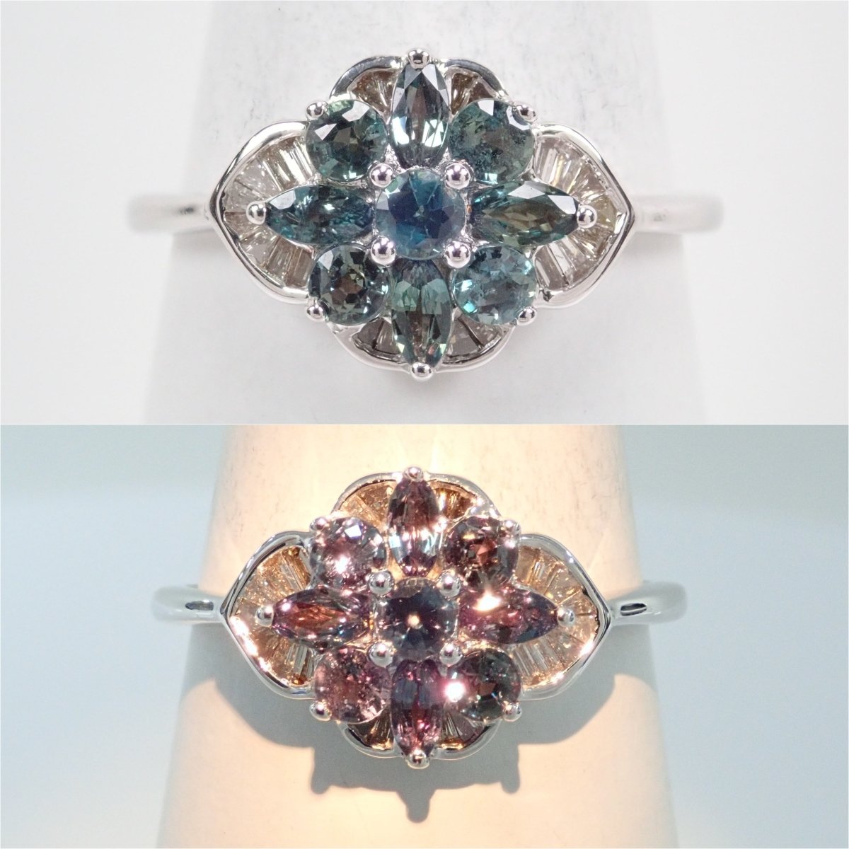 【カラフリ】K18WGアレキサンドライト0.63ct リング - カラッツSTORE