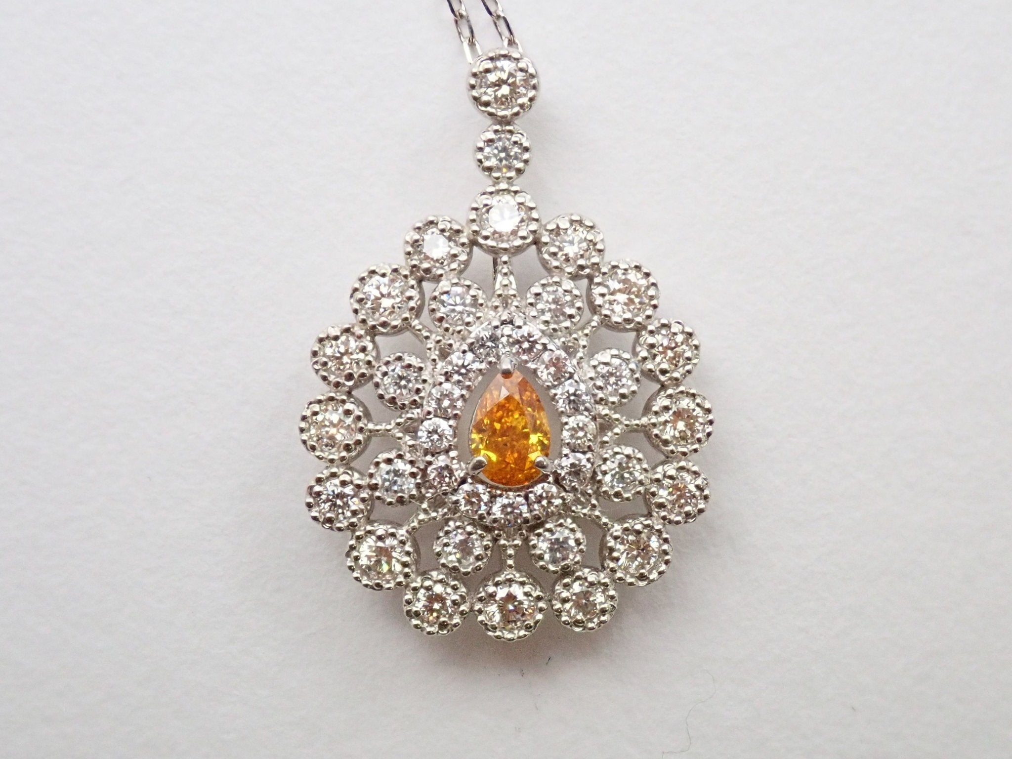 Pt950 イエローダイヤモンド0.158ct ペンダント（FANCY DEEP ORANGE YELLOW） - KARATZ STORE｜カラッツSTORE