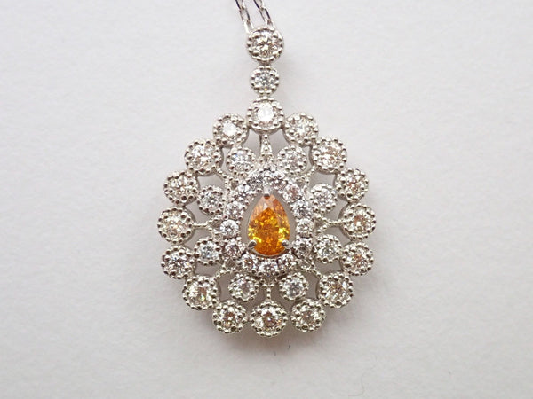 Pt950 イエローダイヤモンド0.158ct ペンダント（FANCY DEEP ORANGE
