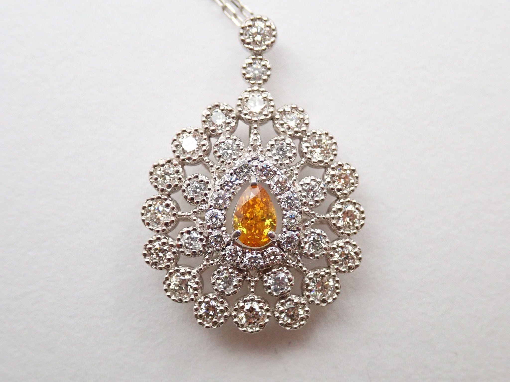 Pt950 イエローダイヤモンド0.158ct ペンダント（FANCY DEEP ORANGE YELLOW） - KARATZ STORE｜カラッツSTORE