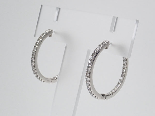 美品PT950ダイヤモンドのピアス1.00ct Pt950ダイヤモンド 1.00ct フープピアス