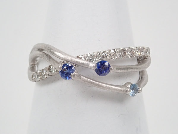 Pt950アメリカ産ベニトアイト0.14ct・ダイヤモンド0.22ctリング