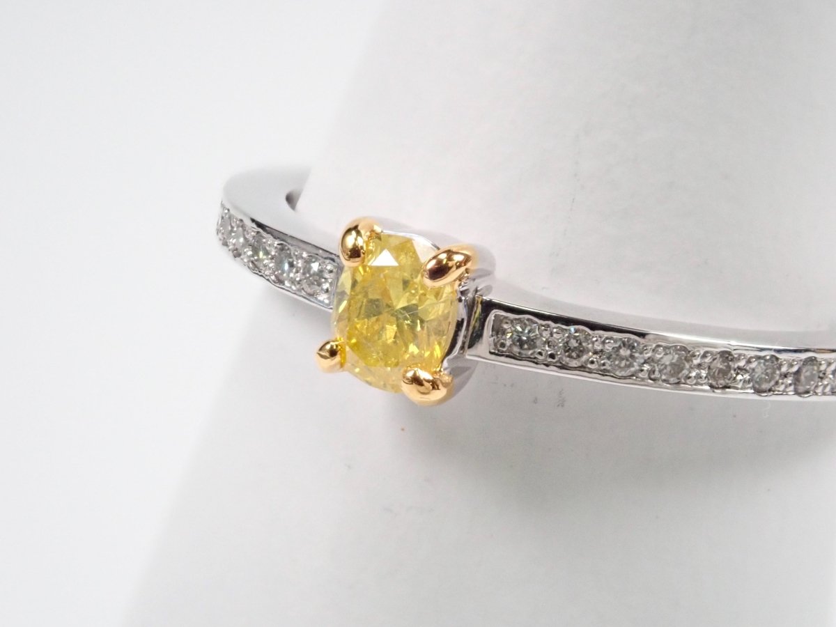 Pt950イエローダイヤモンド0.186ct リング（FANCY VIVID YELLOW,I-1） - カラッツSTORE