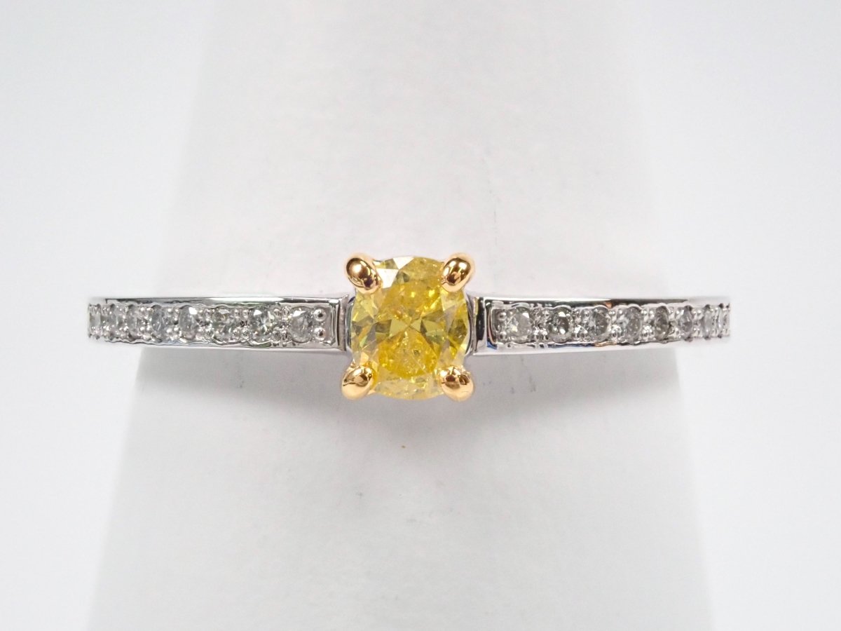 Pt950イエローダイヤモンド0.186ct リング（FANCY VIVID YELLOW,I-1） - カラッツSTORE